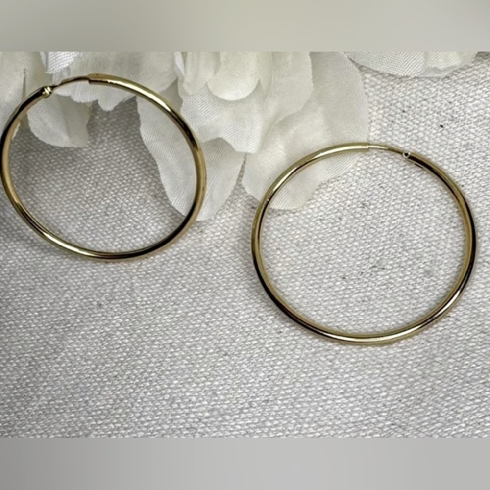 Minimalist Gold Hoop Earrings 14k/sterling Vermeil 40mm
